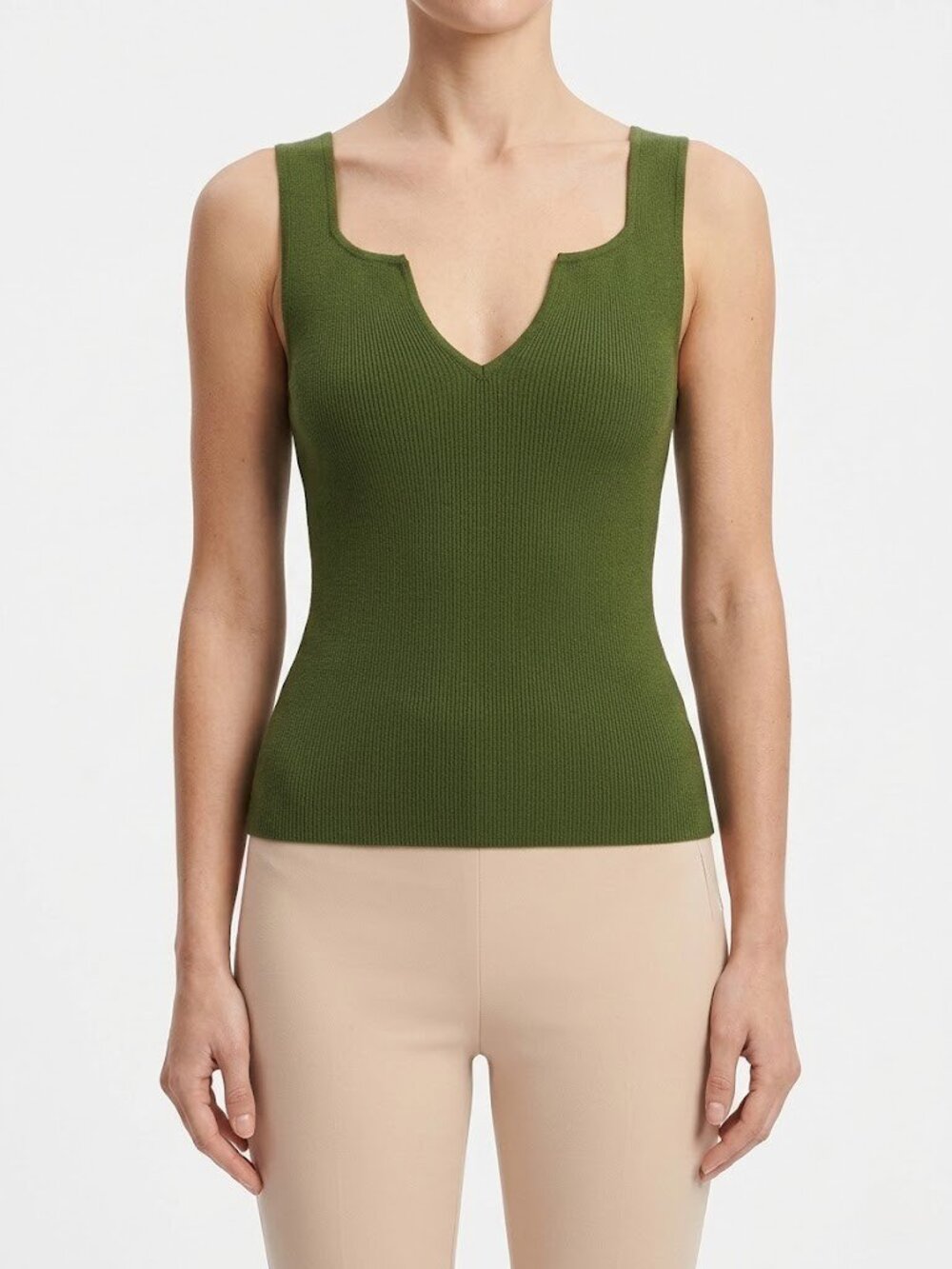 NWT Reformation Rylie in Grass Green Ribbed Cotton Sweater Tank S